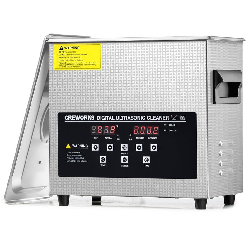 CREWORKS 3L Digital Ultrasonic Cleaner with Degas & Gentle Modes, 0.8 gal. Ultrasonic Cleaning Machine, 120W Professional Ultrasound Cleaner with 150W Heater & 1-30 min. Timer for Glasses Toys Tools - Image 1